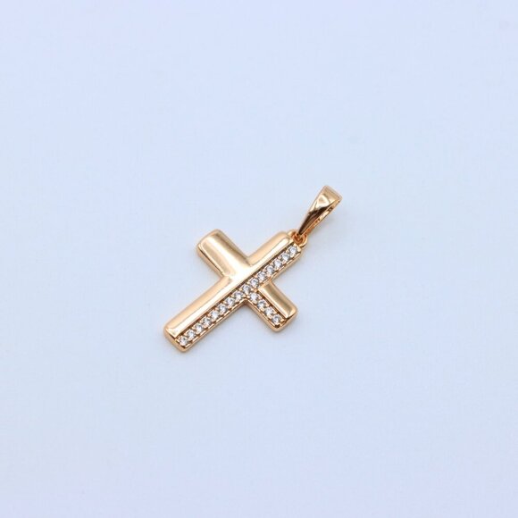 "Crystal-Accented Cross Pendant in Rose Gold Finish, XPPT1577 - Picture 11 of 12